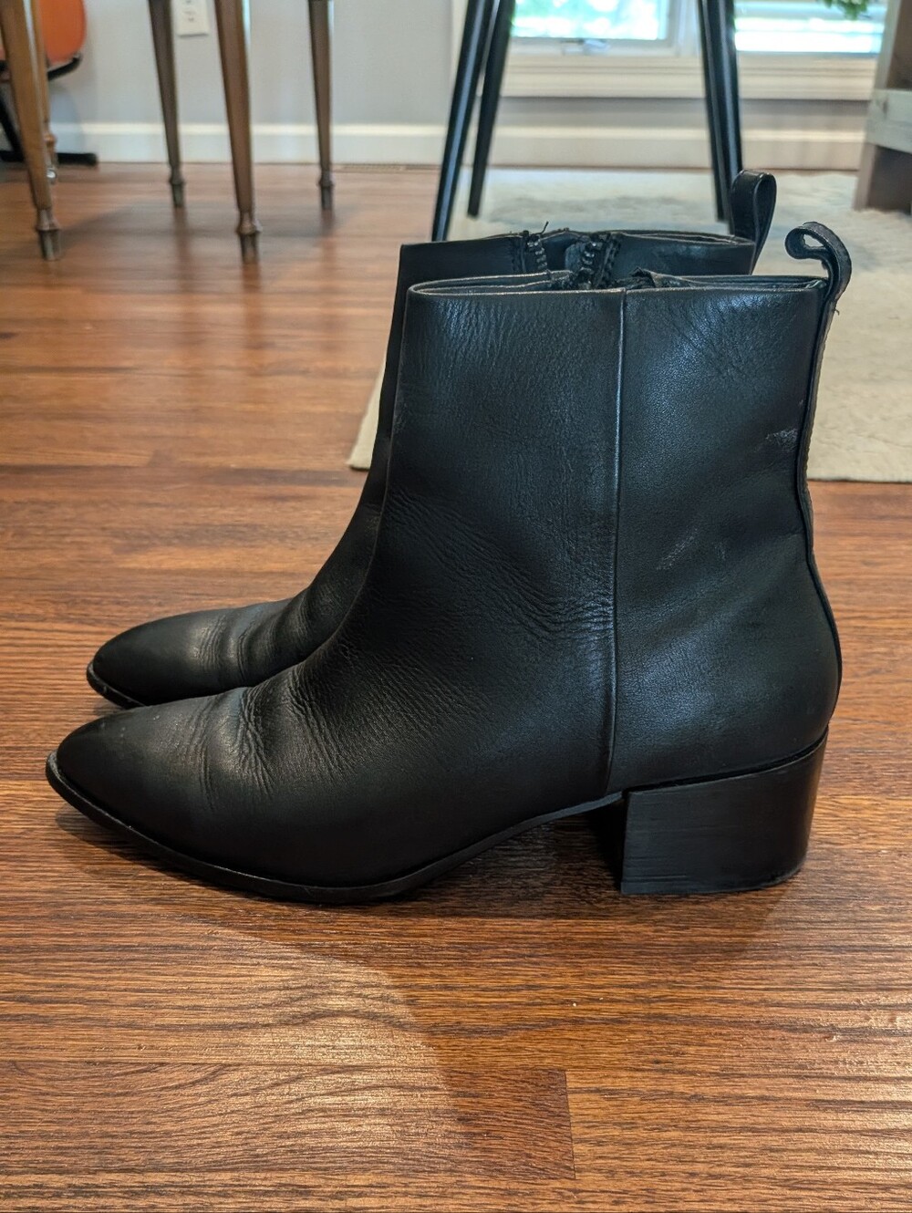 Thursday Classic Black Leather Women's Ankle Boots - Sleek Pointed Toe